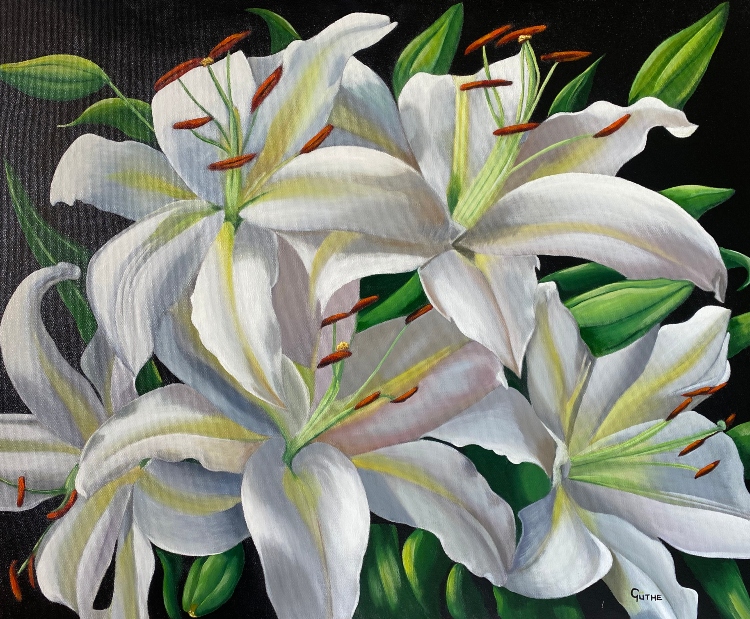 Güthe - St Joseph Lillies (790 x 650)(SOLD) - Lonehill Art Gallery